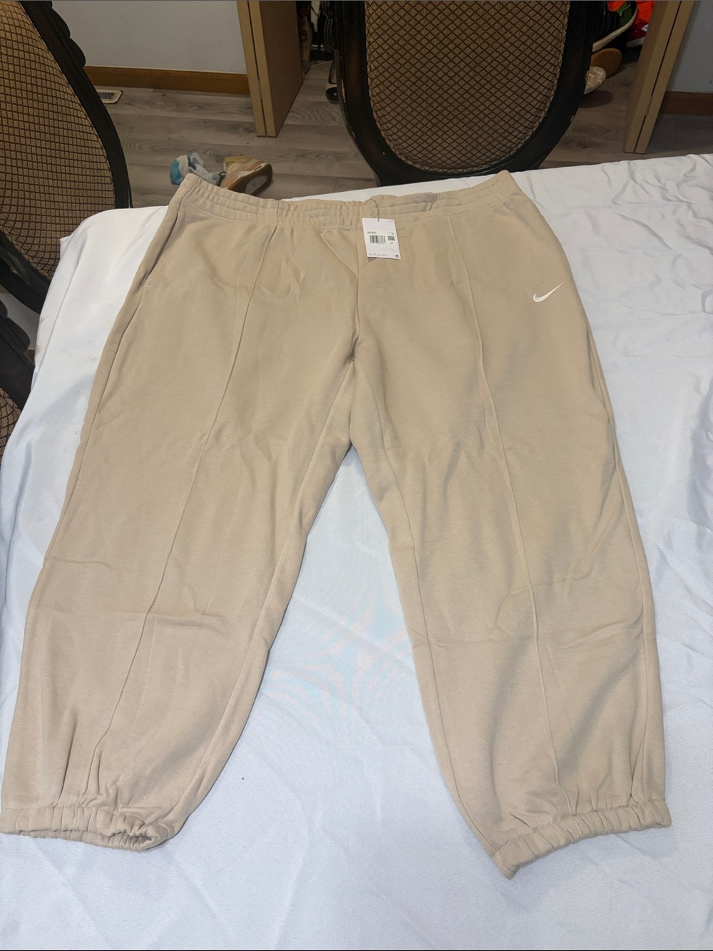 Nike Tan Sweatpants with White Swoosh